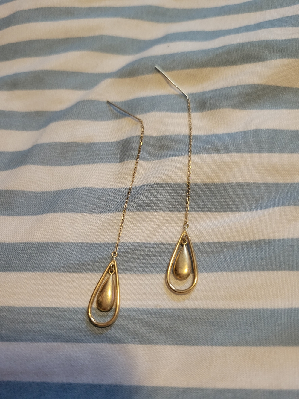 Elegant Gold 14k JCM Teardrop Threader Earrings - Women Jewelry